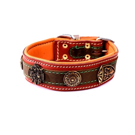 Collar Engraved Leather Handmade Buckle - Adjustable