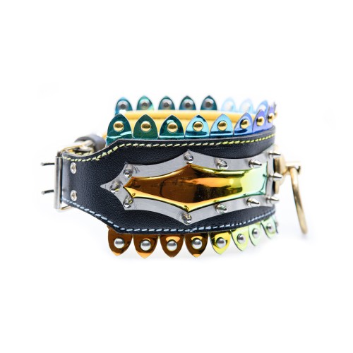 Multicolor Genuine Leather Dog Collar - Adjustable