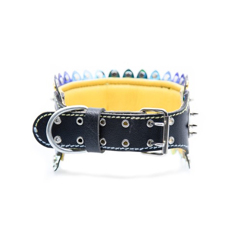 Multicolor Genuine Leather Dog Collar - Adjustable